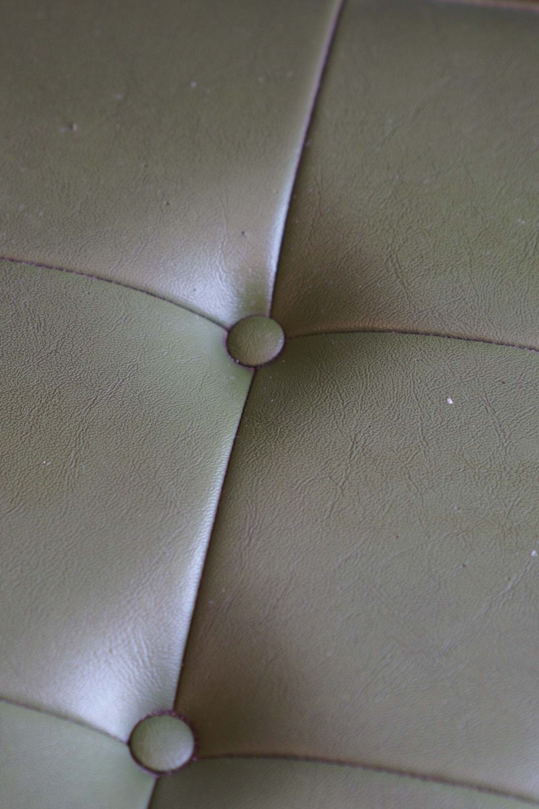 295.0 Mid Century Modern Olive Green Vinyl Bench Stool With Tapered Legs photo