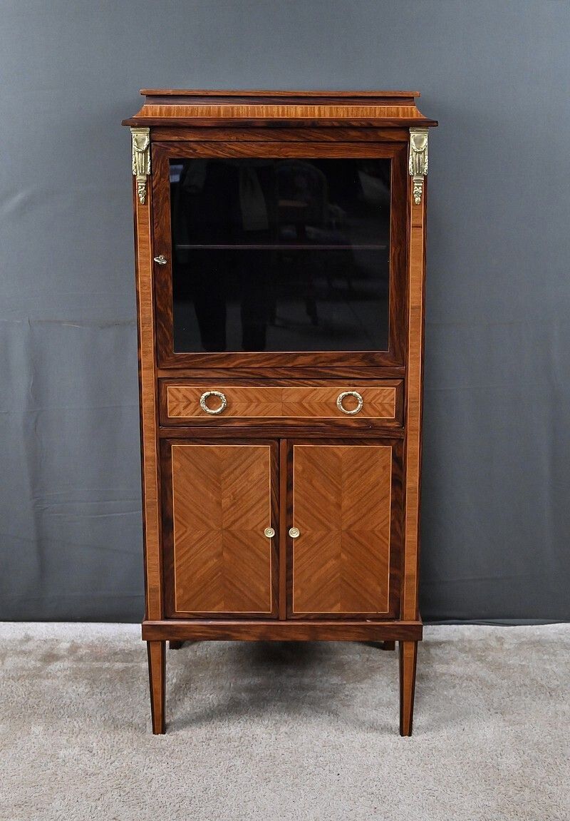 photo for sale Marquetry Display Cabinet, Louis XVI Style – Early 20th Century