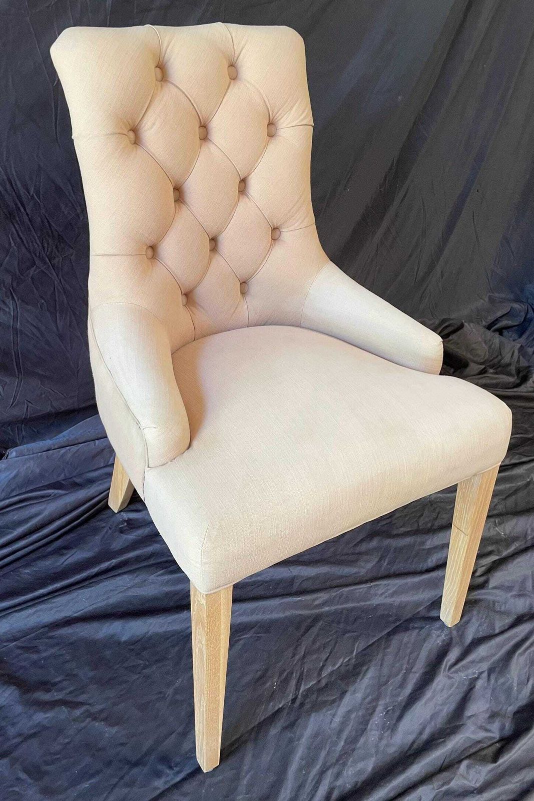 Neptune Linen Button Tufted Accent Chair – Country House Style photo Furniture