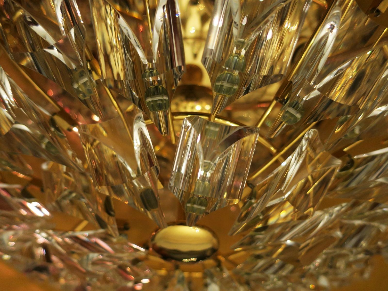 Stilkronen Gold Plated Brass And Crystal Chandelier, Italy 1970s photo 1450.0