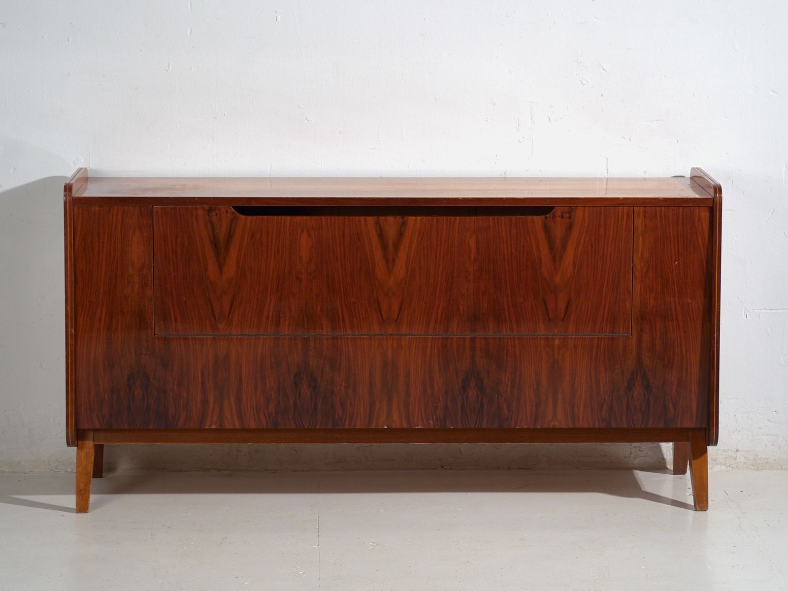 Mid Century Walnut Veneered Sideboard With Tapered Legs – Czechoslovakia, Circa 1960 photo buy
