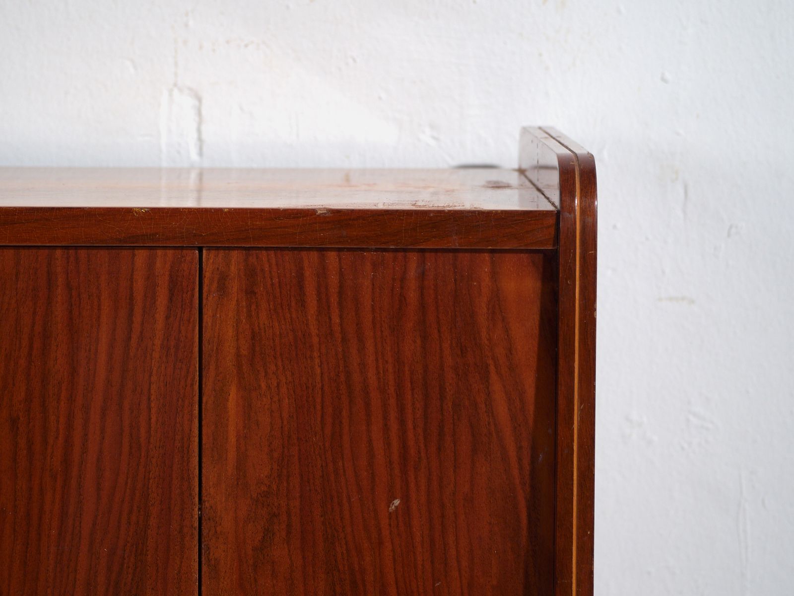 Mid Century Walnut Veneered Sideboard With Tapered Legs – Czechoslovakia, Circa 1960 photo vintage