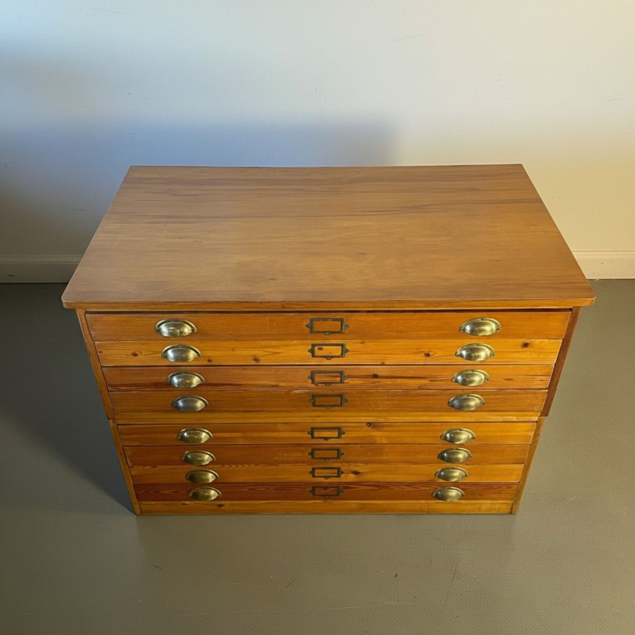 1930s Plan Chest With Brass Handles And Label Holders photo for sale