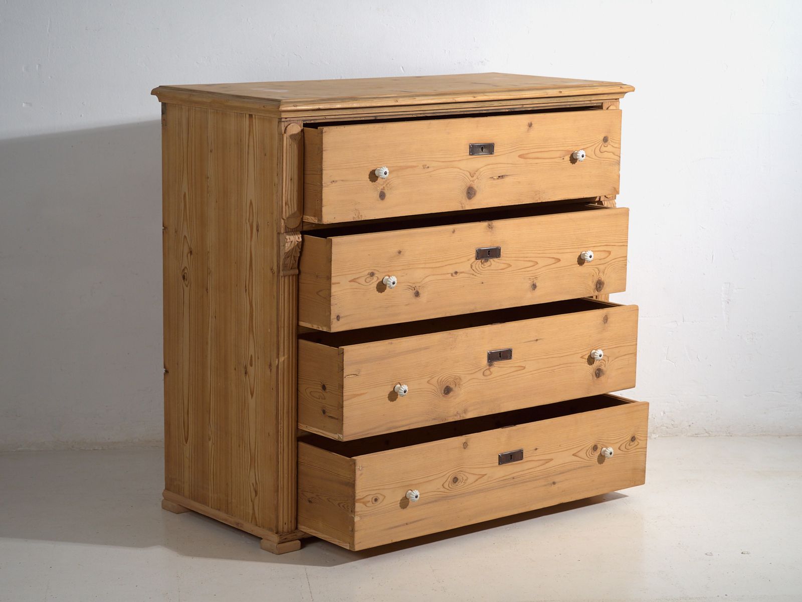 Tall Central European Chest Of Four Drawers In Washed Pine – Central Europe, Circa 1900 photo Furniture