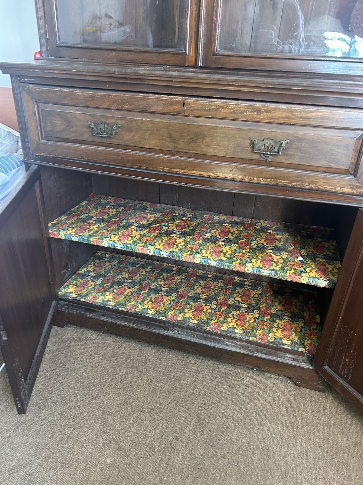 Victorian Mahogany Secretaire Bookcase Cabinet C.1880 photo for sale