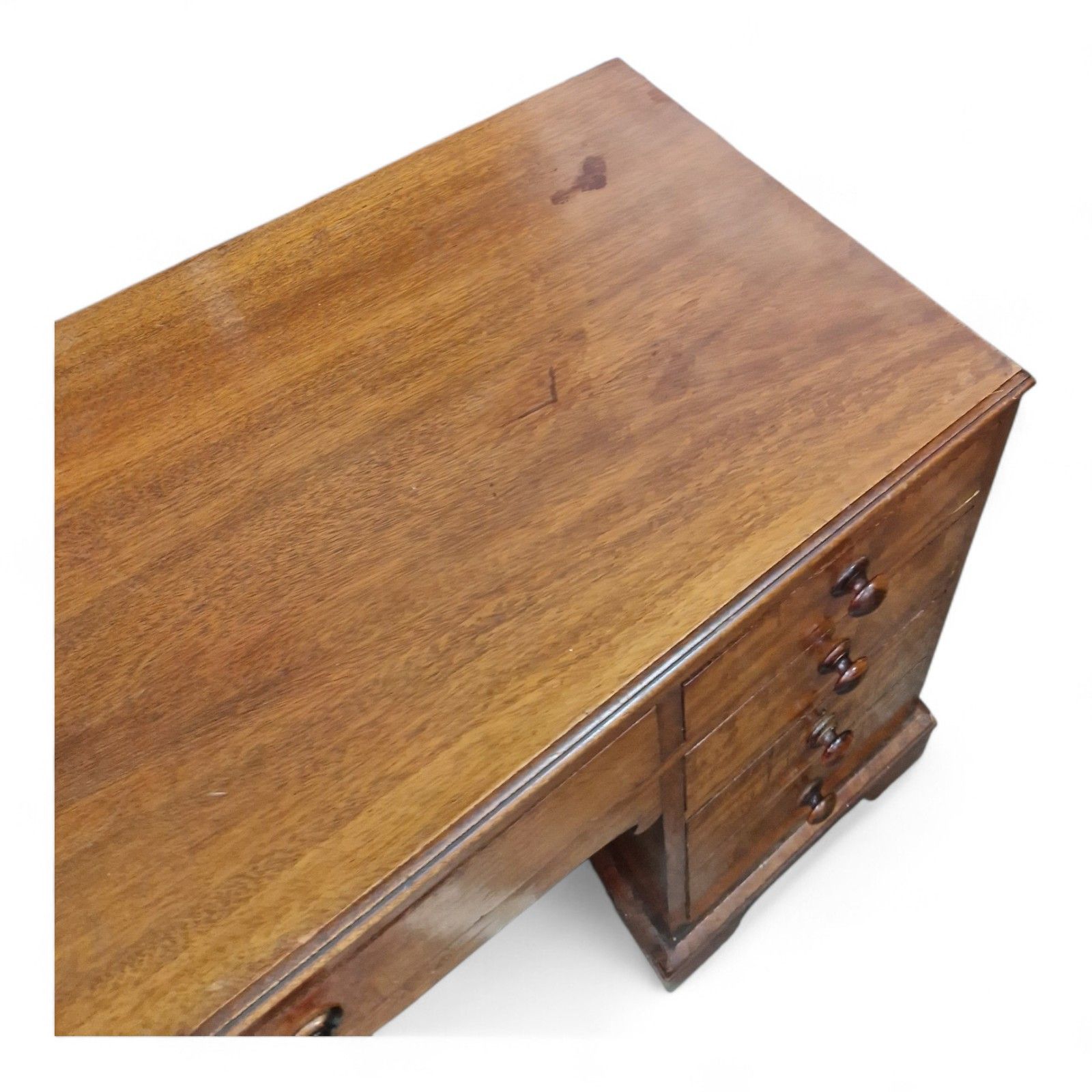 Victorian Mahogany Kneehole Desk Antique Writing Table 9 Drawer Pedestal Console photo vintage