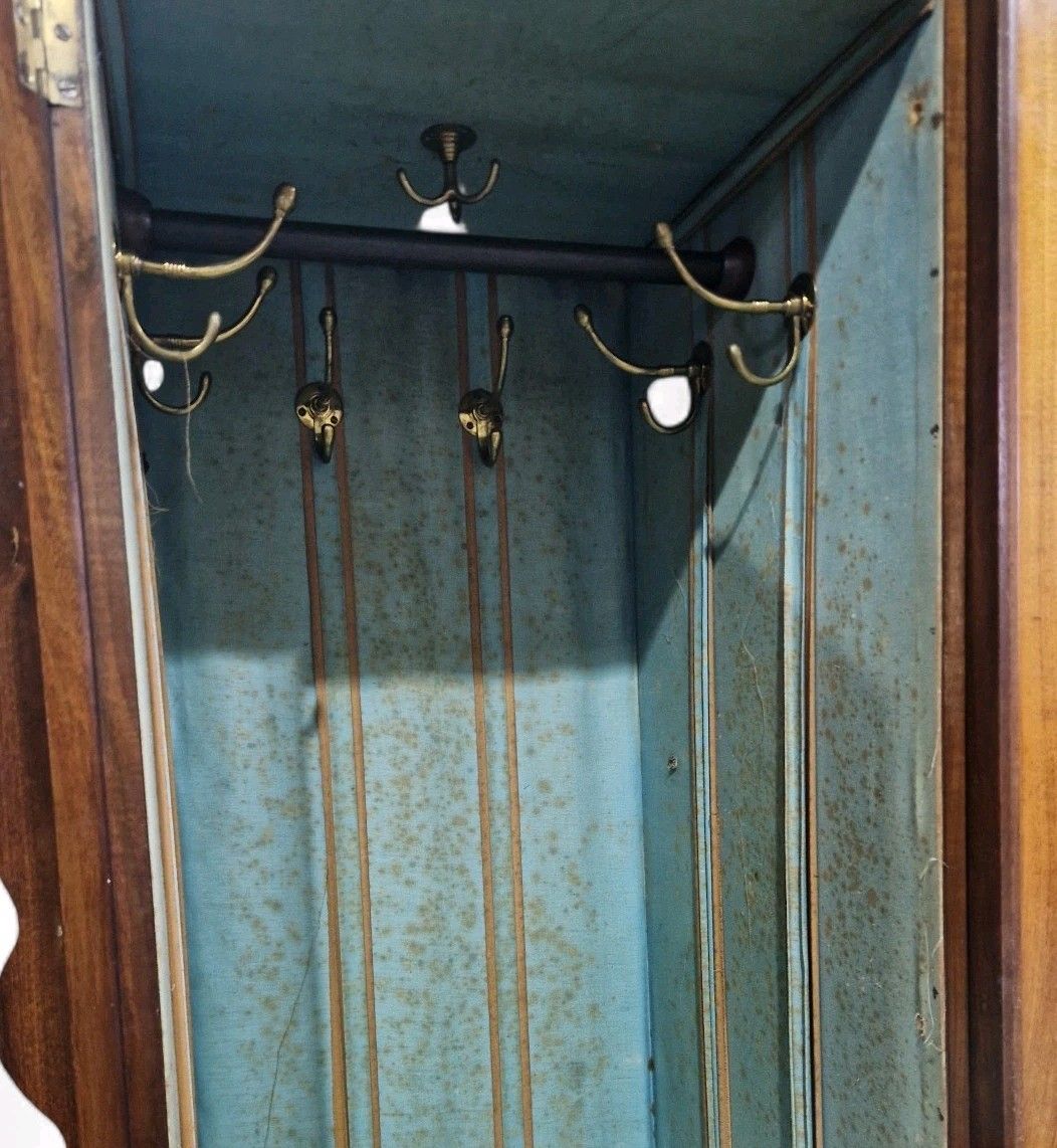 photo vinterior Victorian Combination Wardrobe Antique Carved Walnut Large Triple Wardrobe