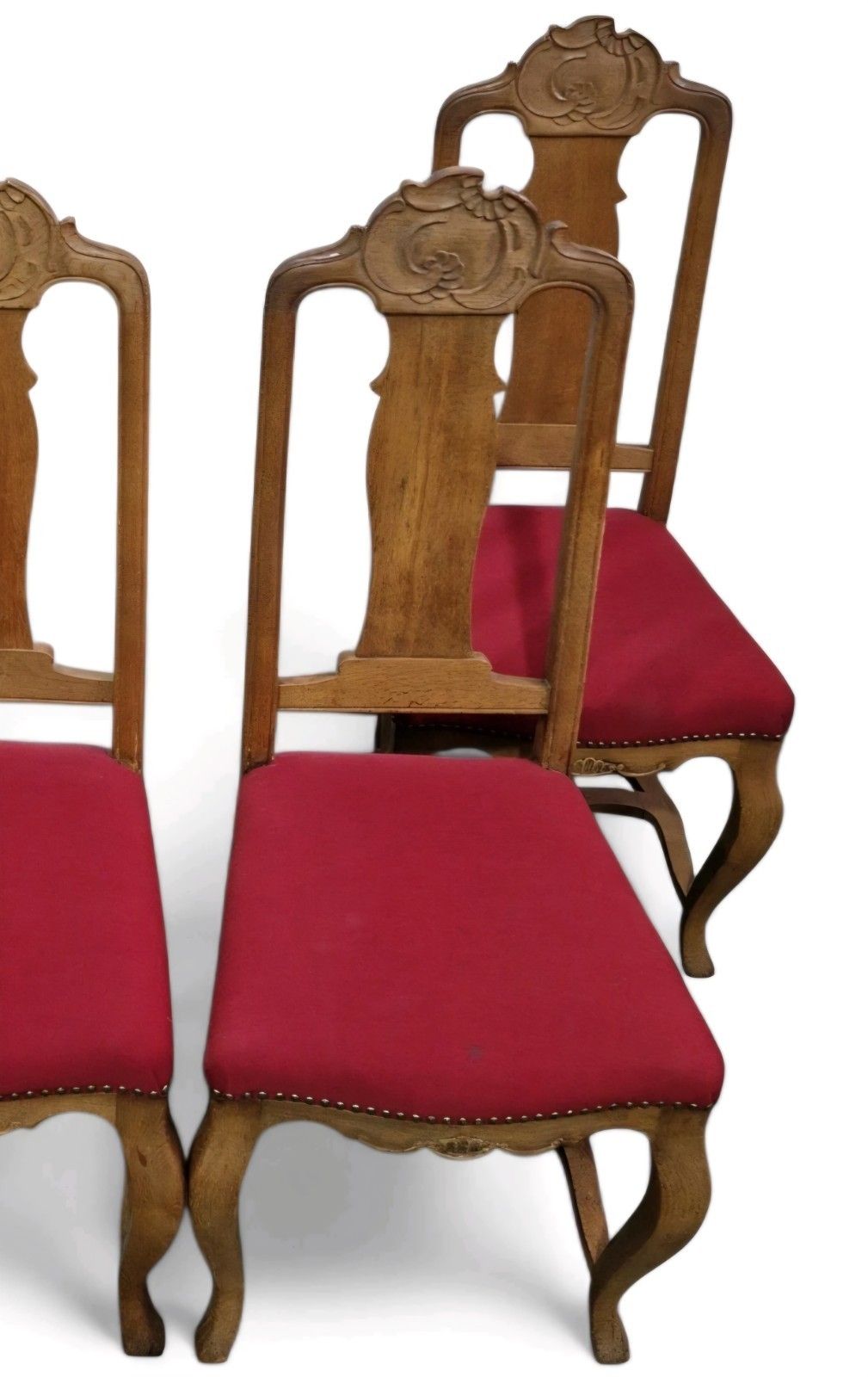 Set 6 Carved Oak French Dining Chairs Antique Style Cabriole Legs High Back photo 175.0