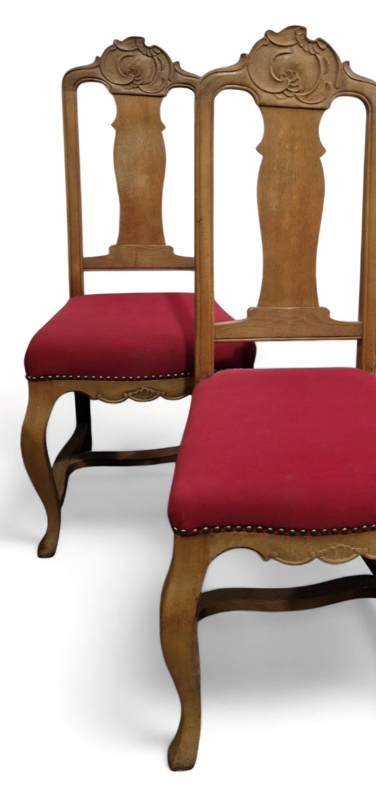 Set 6 Carved Oak French Dining Chairs Antique Style Cabriole Legs High Back photo vinterior