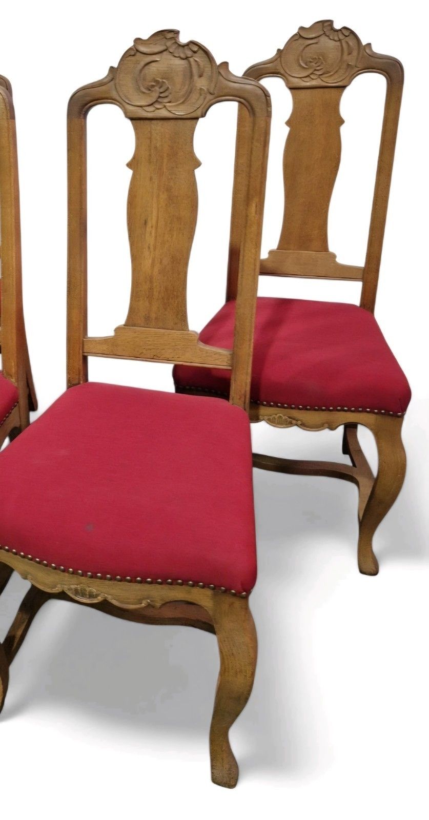 Set 6 Carved Oak French Dining Chairs Antique Style Cabriole Legs High Back photo buy