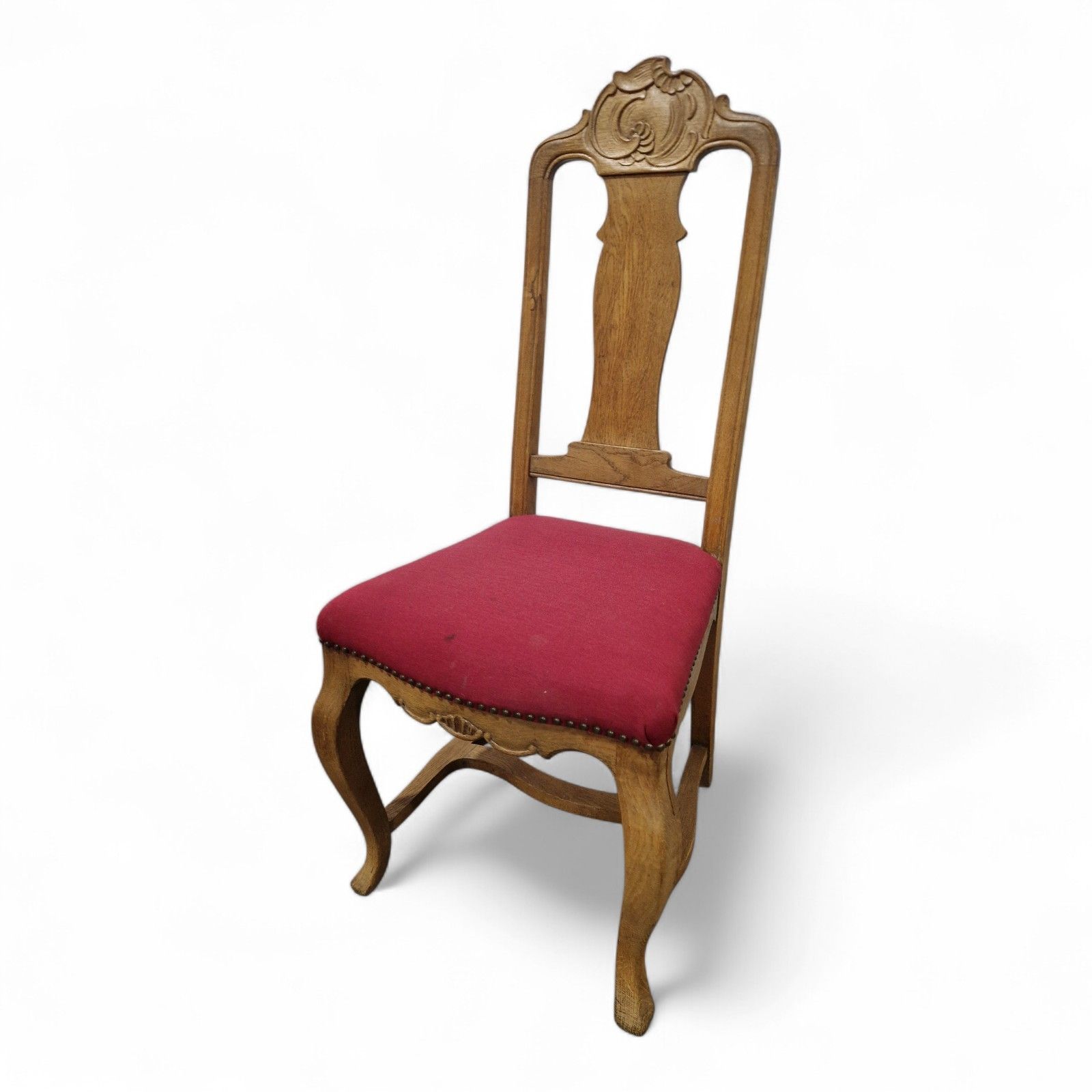 175.0 Set 6 Carved Oak French Dining Chairs Antique Style Cabriole Legs High Back photo