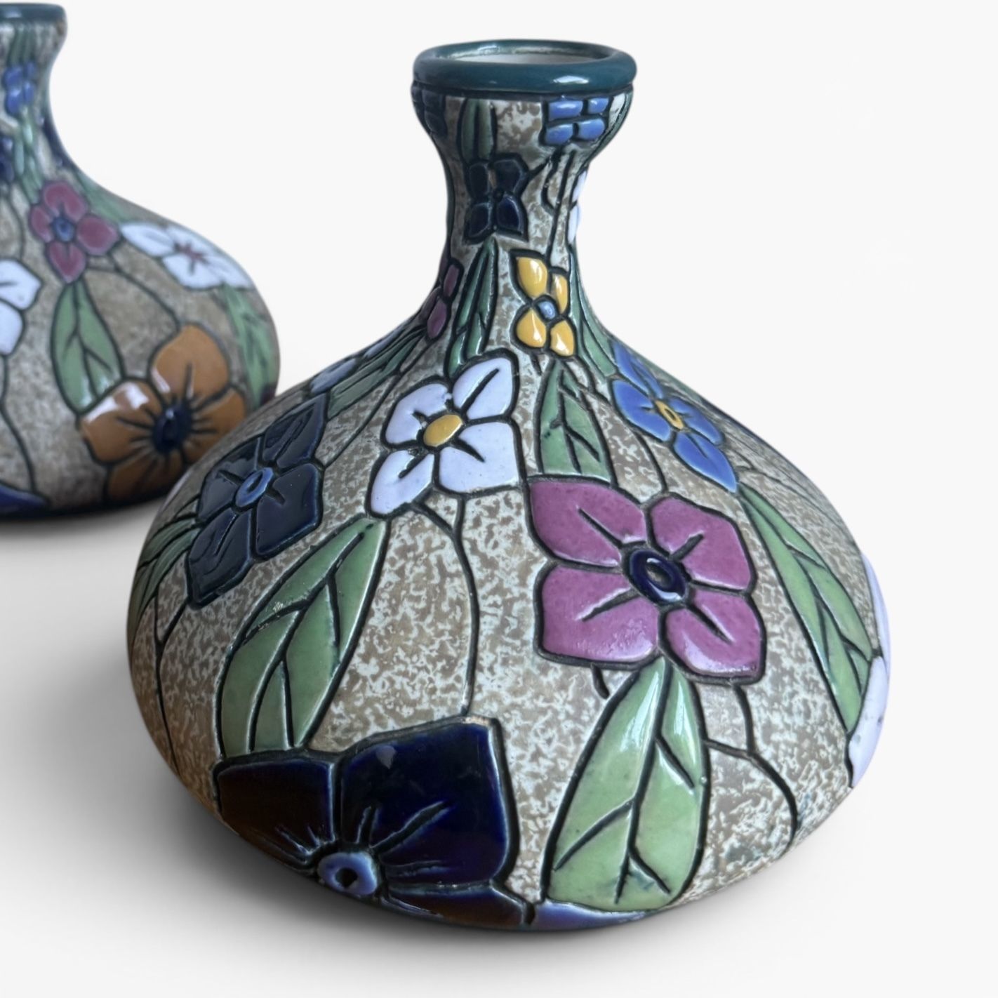 A Pair Of Amphora Porcelain Flower Vases, Austria, C.1920 photo Home Decor