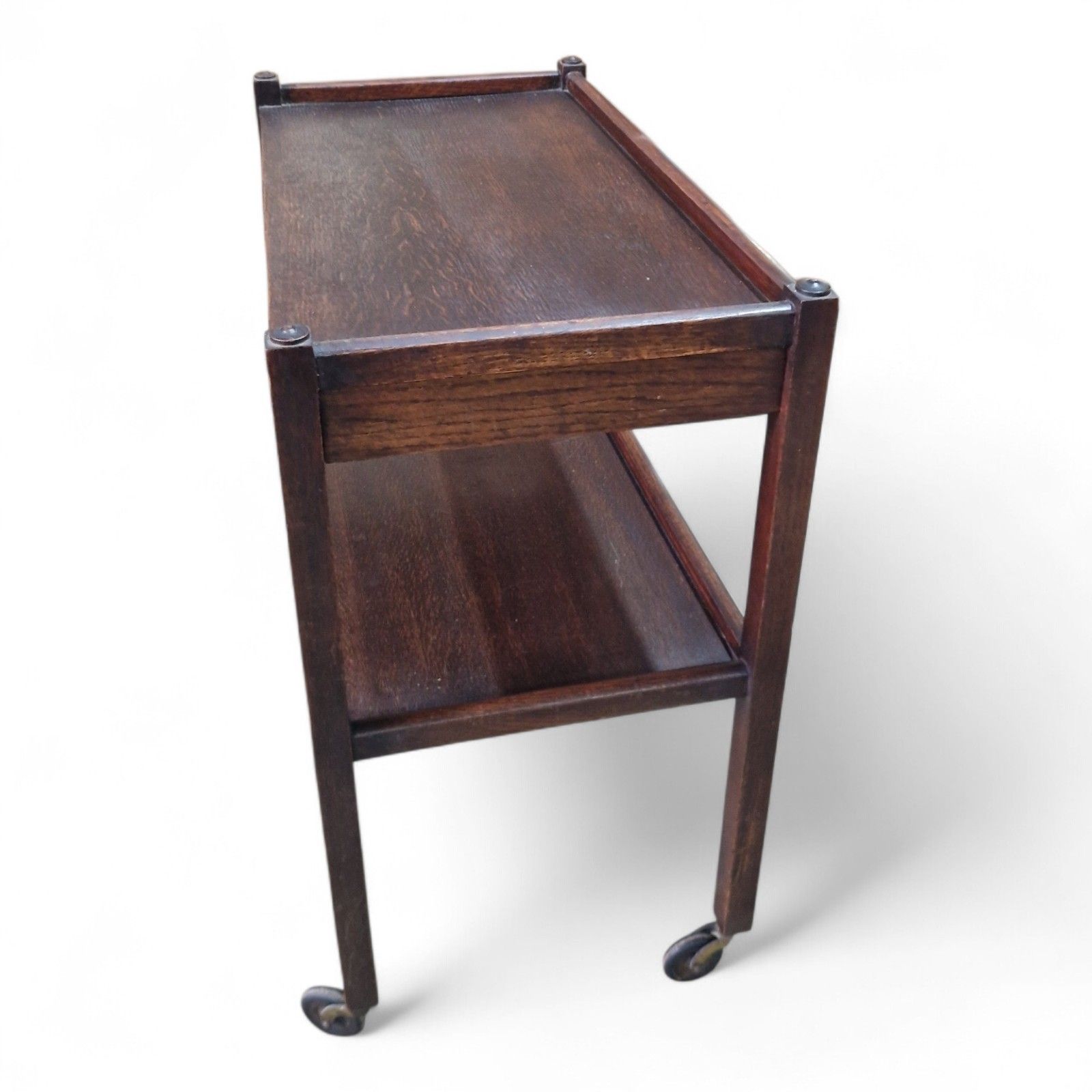 photo vinterior Vintage Serving Trolley 2 Tier Drinks Cart Castors Double Drawer Side Table