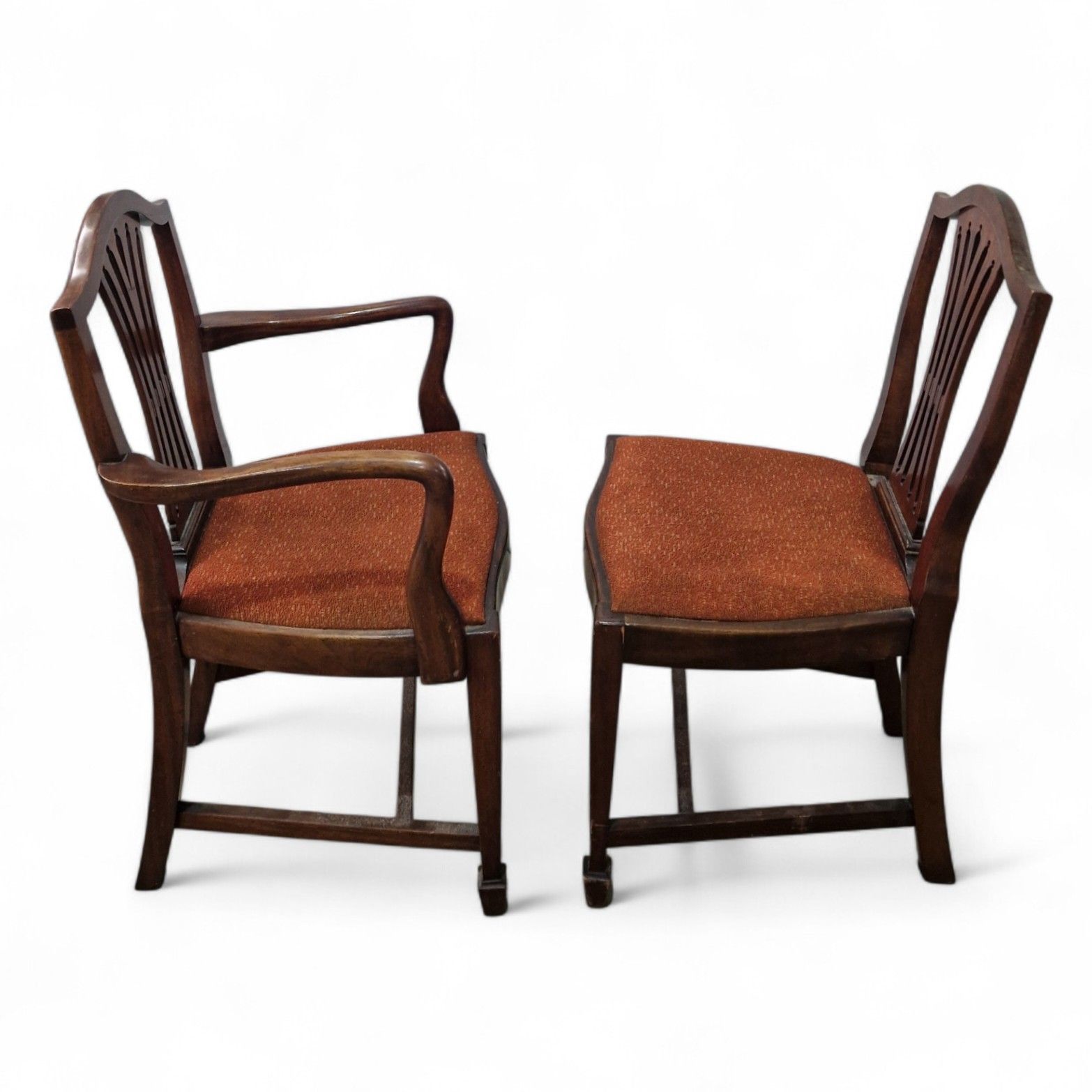 Hepplewhite Dining Chairs Set 6 Mahogany Shield Back Carvers Wood Antique Style photo buy