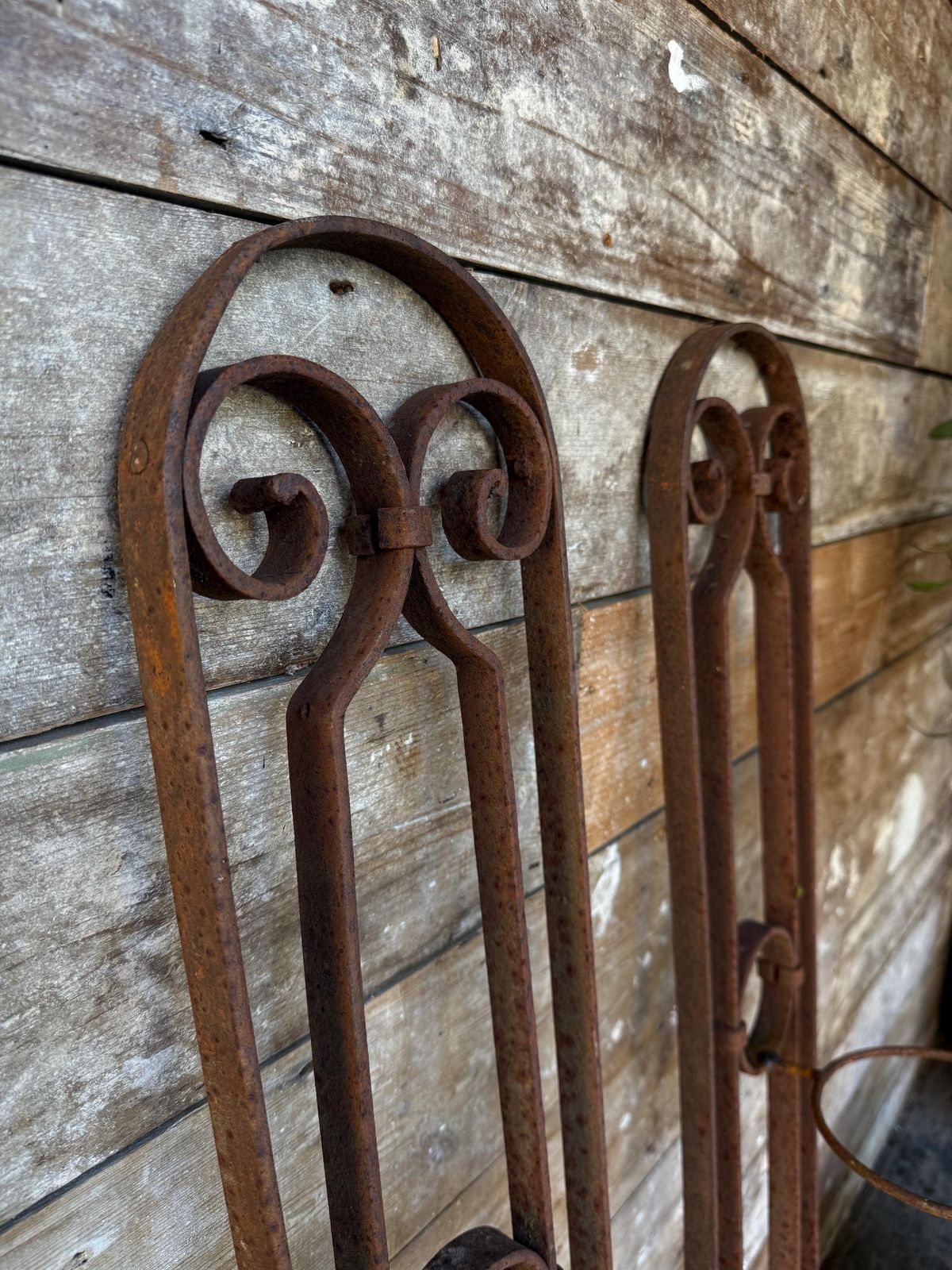 Pretty Pair Of Rustic Steel Planters photo Garden Decor