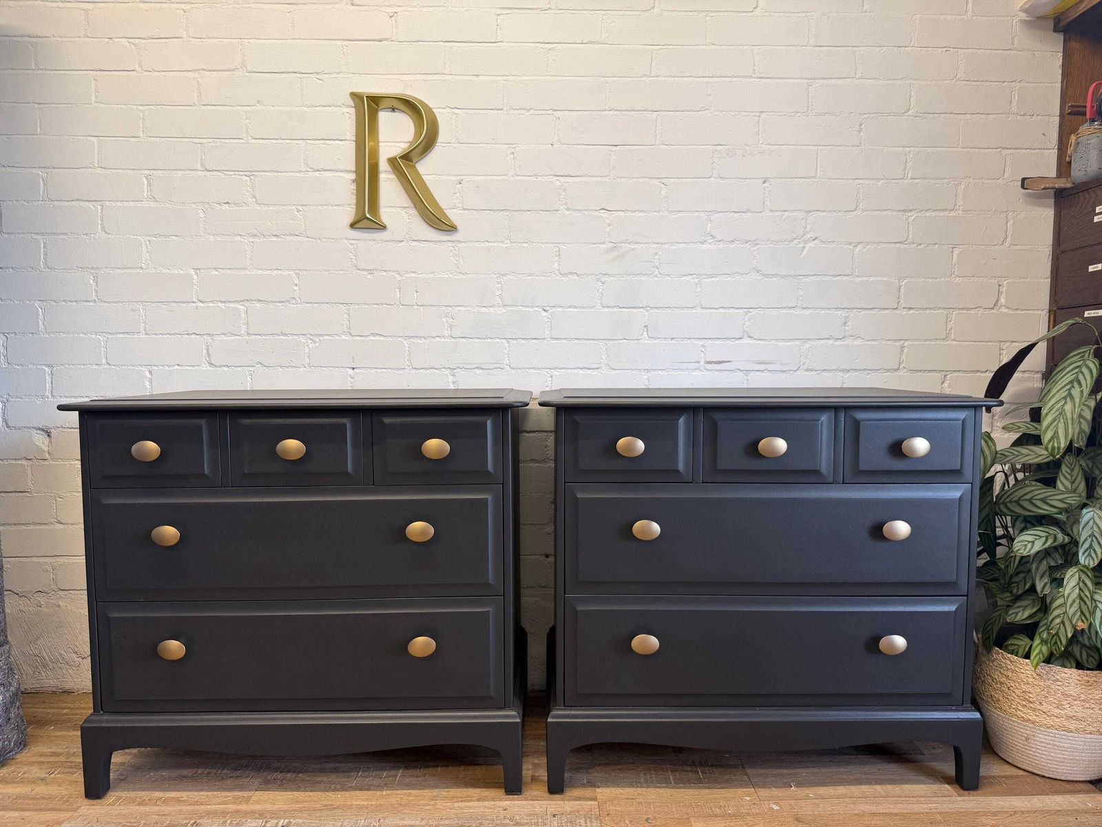 Stag Minstrel Black 3 Over 2 Chest Of Drawers / Bedsides Painted Black