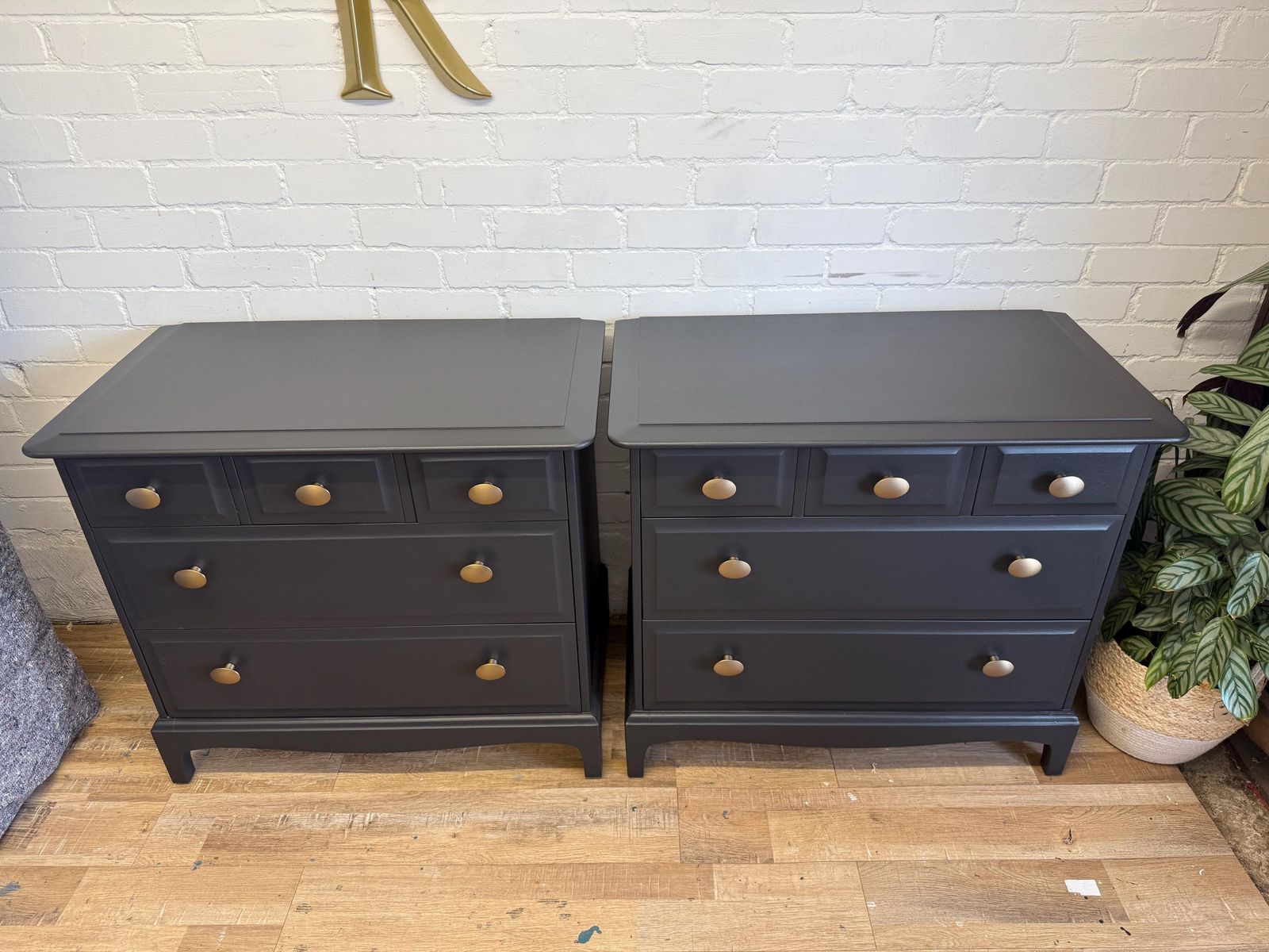 Stag Minstrel Black 3 Over 2 Chest Of Drawers / Bedsides Painted Black photo for sale