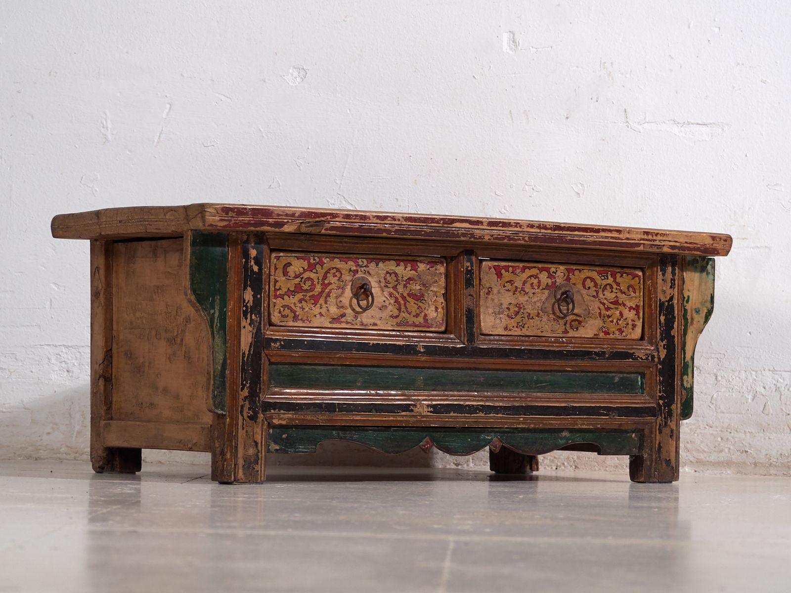 Polychrome Shanxi Kang Table With Two Drawers – China, Circa 1930 photo vinterior