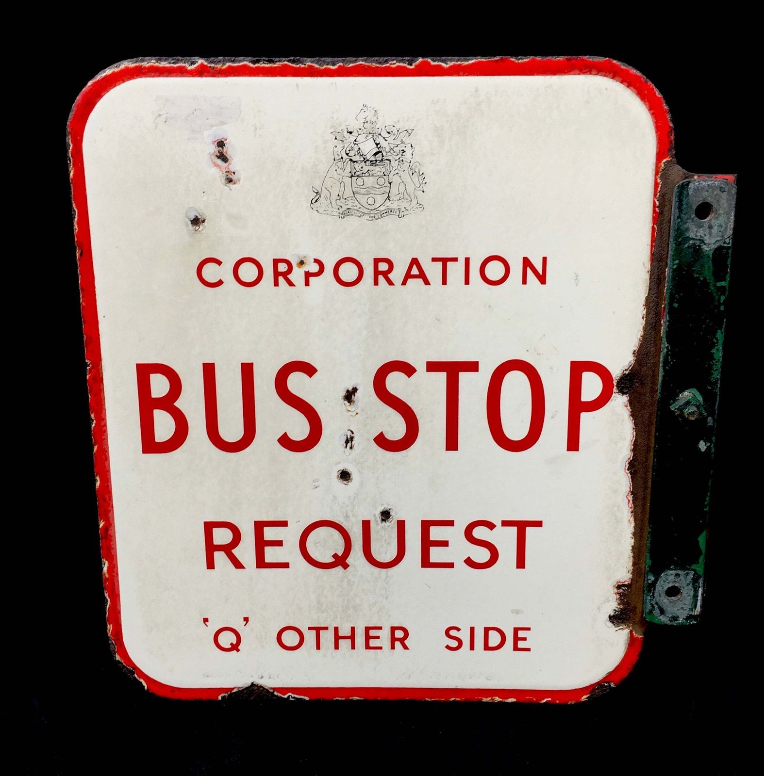 Antique Wall Mounted Double Sided Enamel Bus Stop Sign Maidstone Corporation photo 219.0