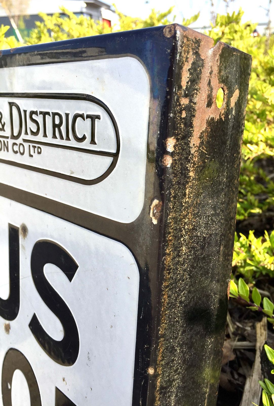 Antique Wall Mounted Double Sided Enamel Bus Stop Sign Aldershot & District 1950 photo buy