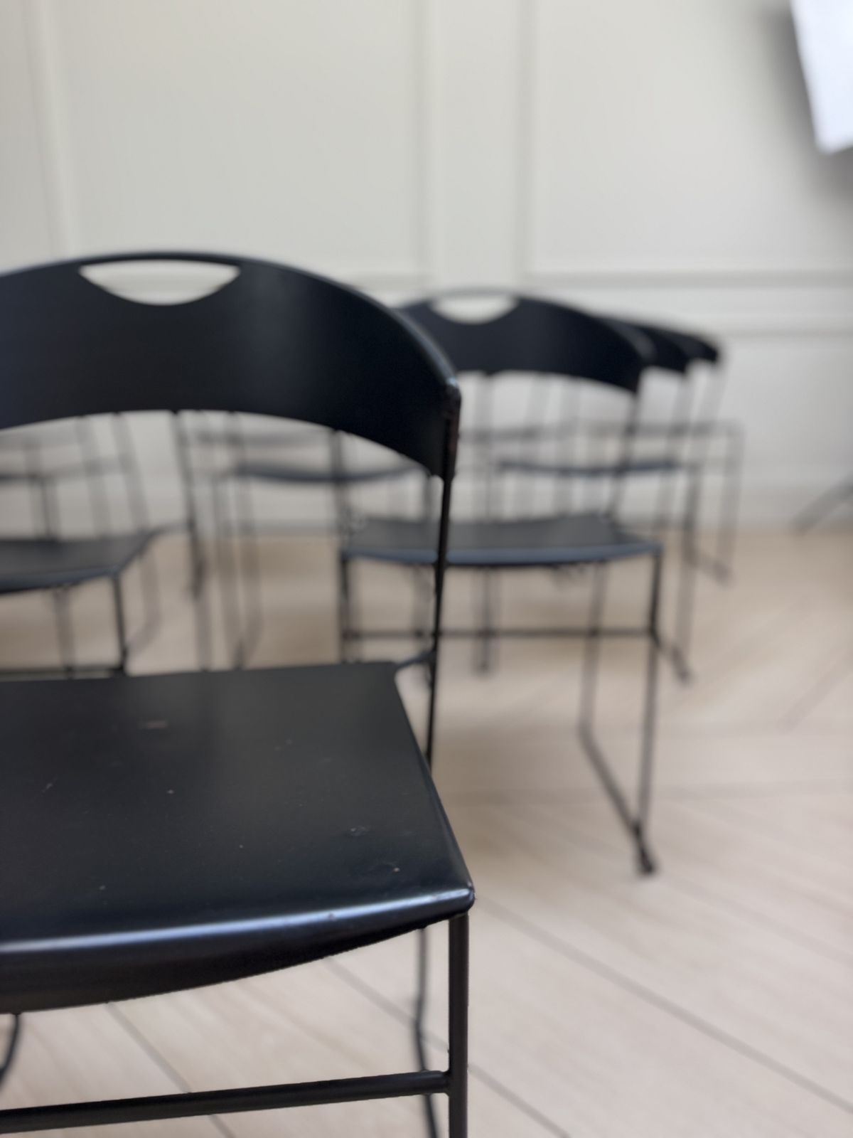 Set Of Six Vintage 1980s Steel Juliette Dining Chairs By Hannes Wettstein For Baleri Italia photo buy