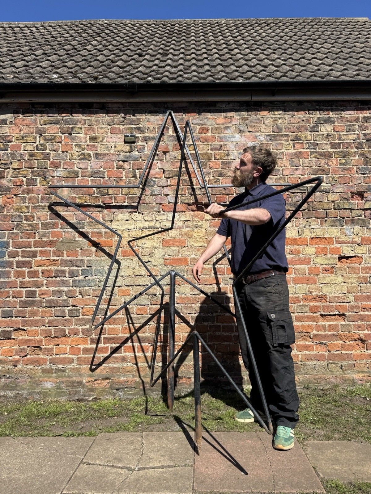 Xl Black Metal Star Garden Stake Display Sculpture Christmas Wedding Decor