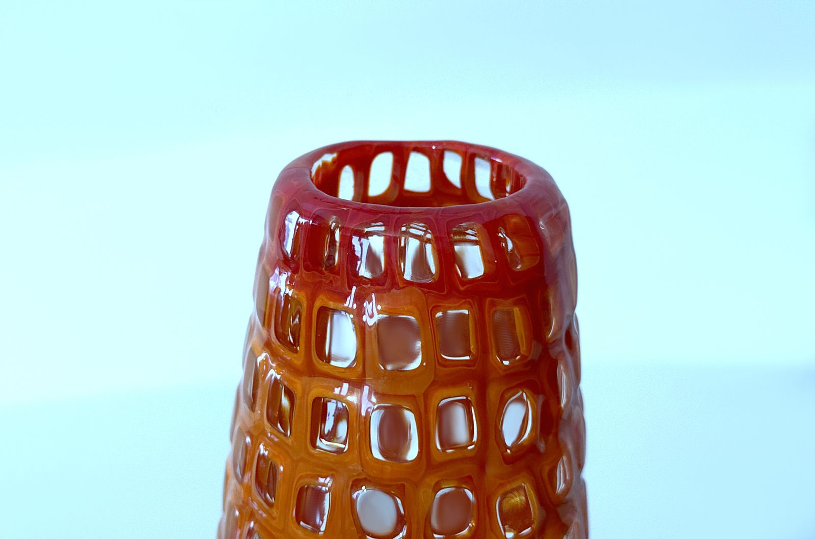 Venini Vase By Tobia Scarpa Mod. Occhi Red / Orange   Murano Glass photo Home Decor