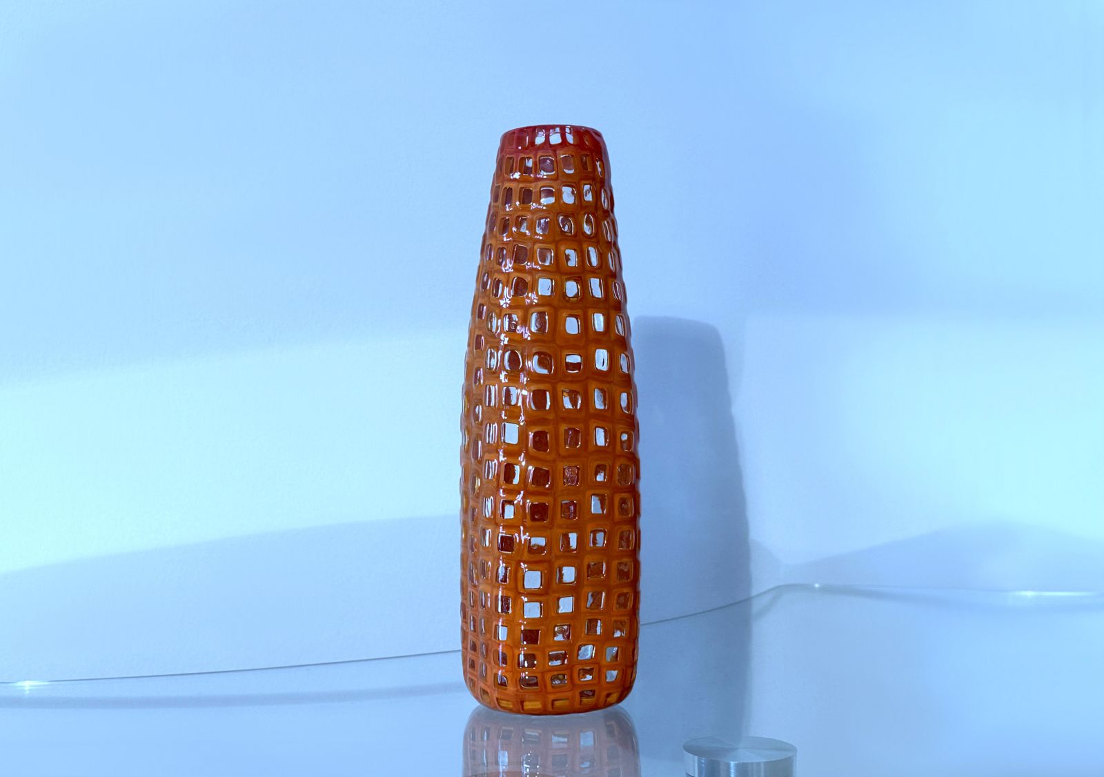 Venini Vase By Tobia Scarpa Mod. Occhi Red / Orange   Murano Glass photo vintage