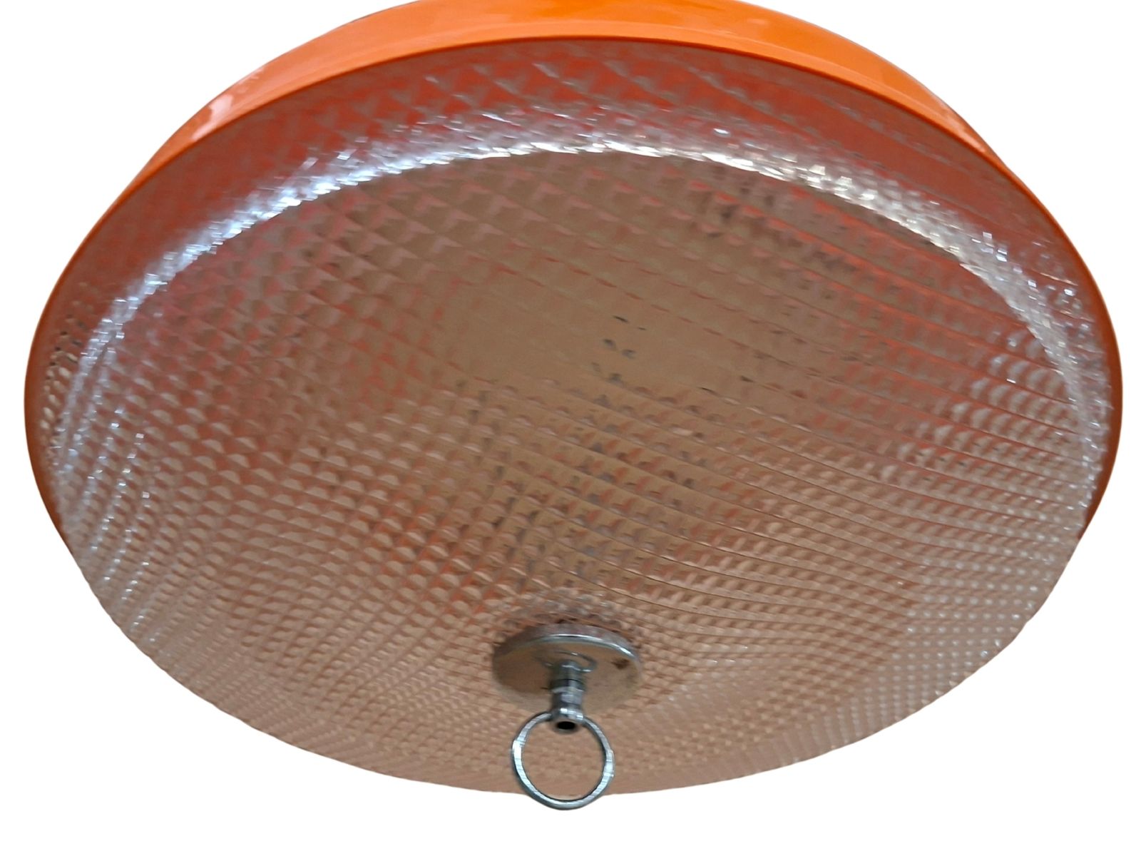 Lampadario Vintage Anni '70 Space Age – Arancione E Cristallino – ø 38cm photo Lighting