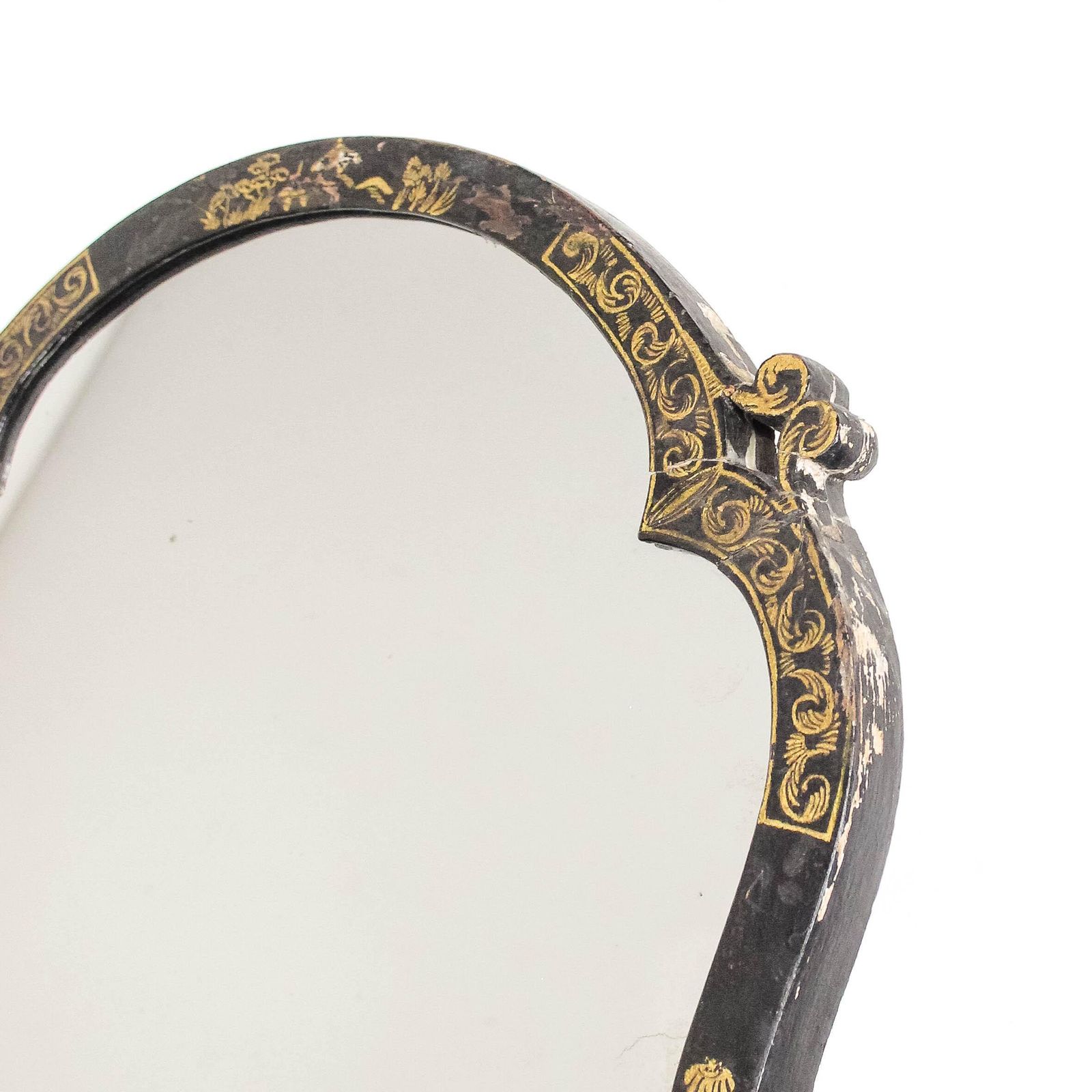 Antique Dressing Table Mirror In Ebonised Chinoiserie | Dressing Table Mirror | Antique Mirrors | Chinoiserie Furniture (M 6490) photo for sale
