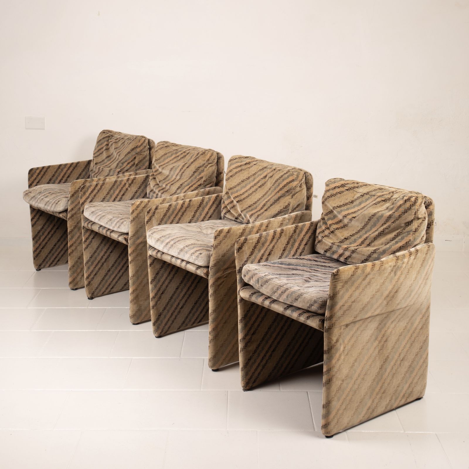 Set Of 4 Salpol Armchairs By Angelo Mazzola In Collaboration With Missoni photo vintage