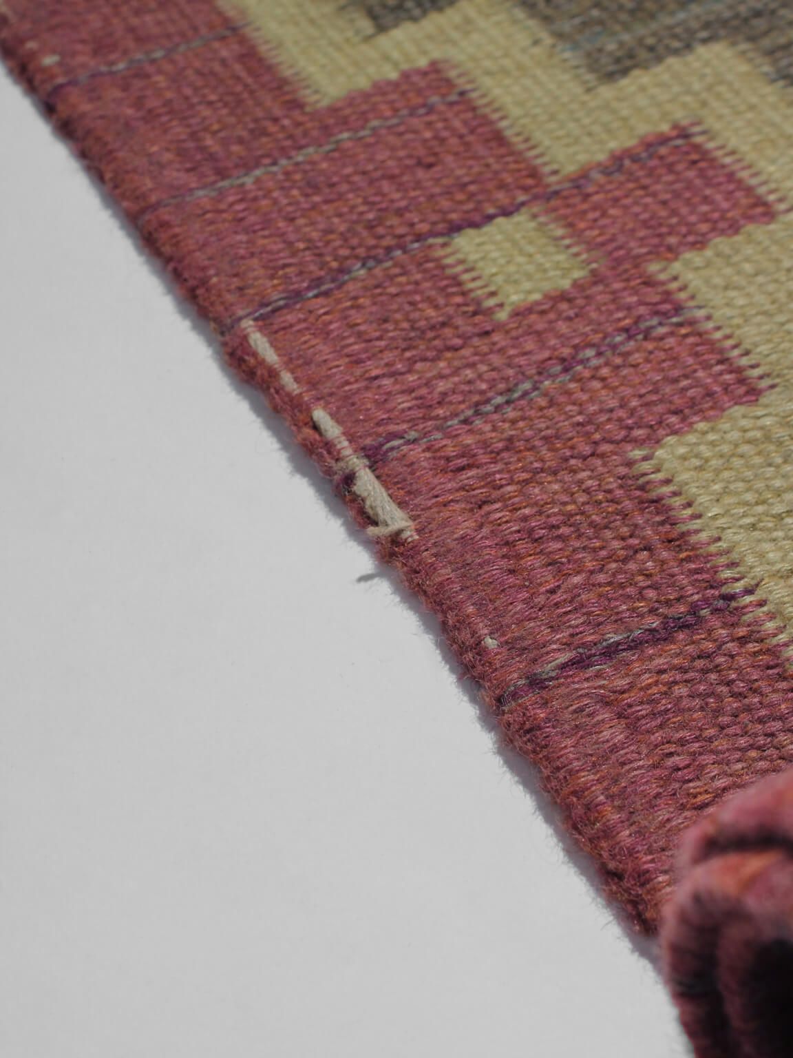 Greta Kruse Mid Century Wool Kilim 102x264cm, Signed photo 4106.0
