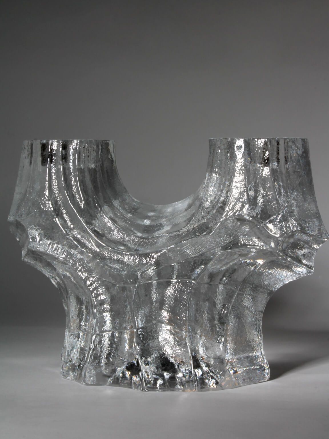 Christer Sjögren Brutalist Crystal Candle Holder, 1960s, Signed photo 1265.0