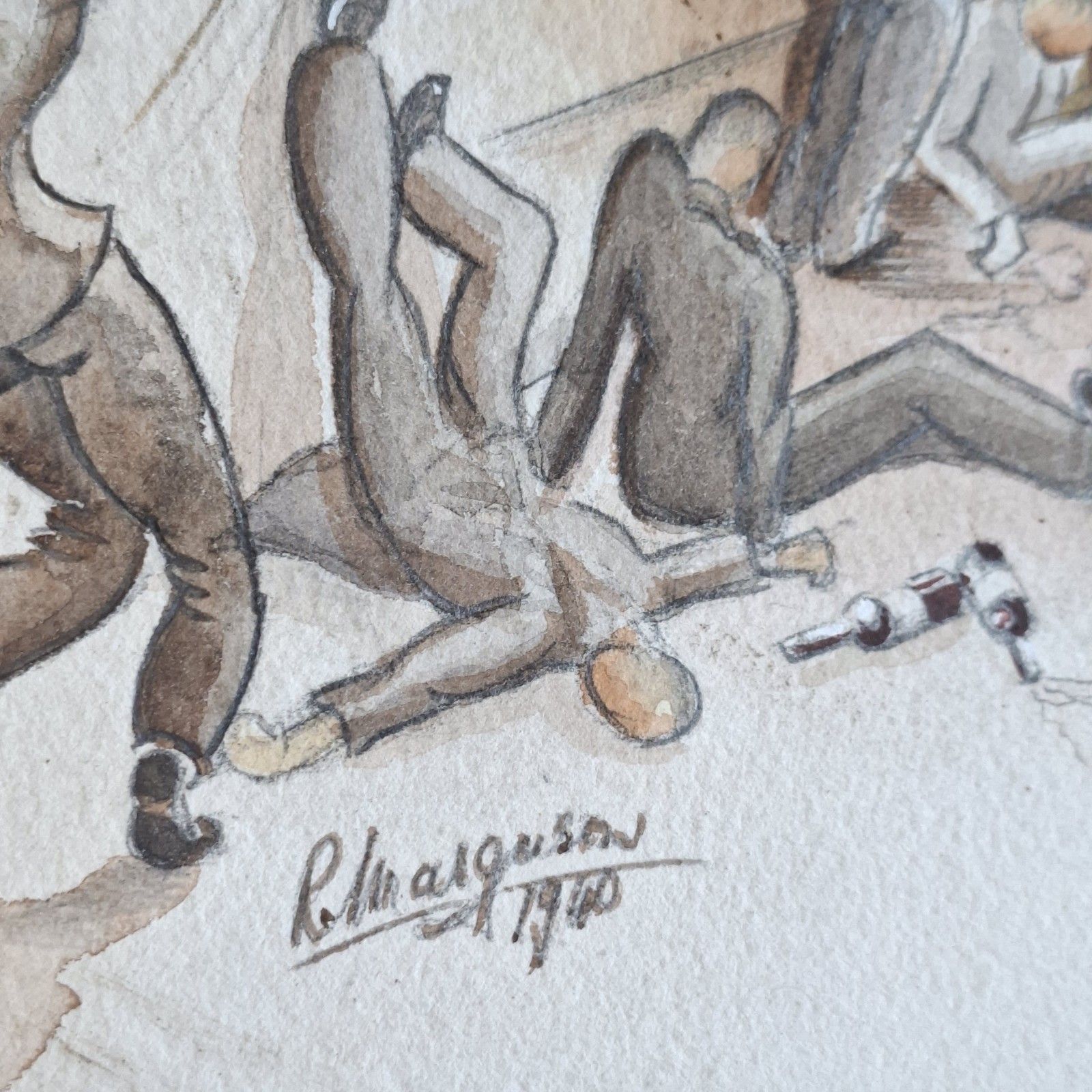 Original Ww2 Political Cartoon Signed R Margusen There'll Always Be An England photo furniture