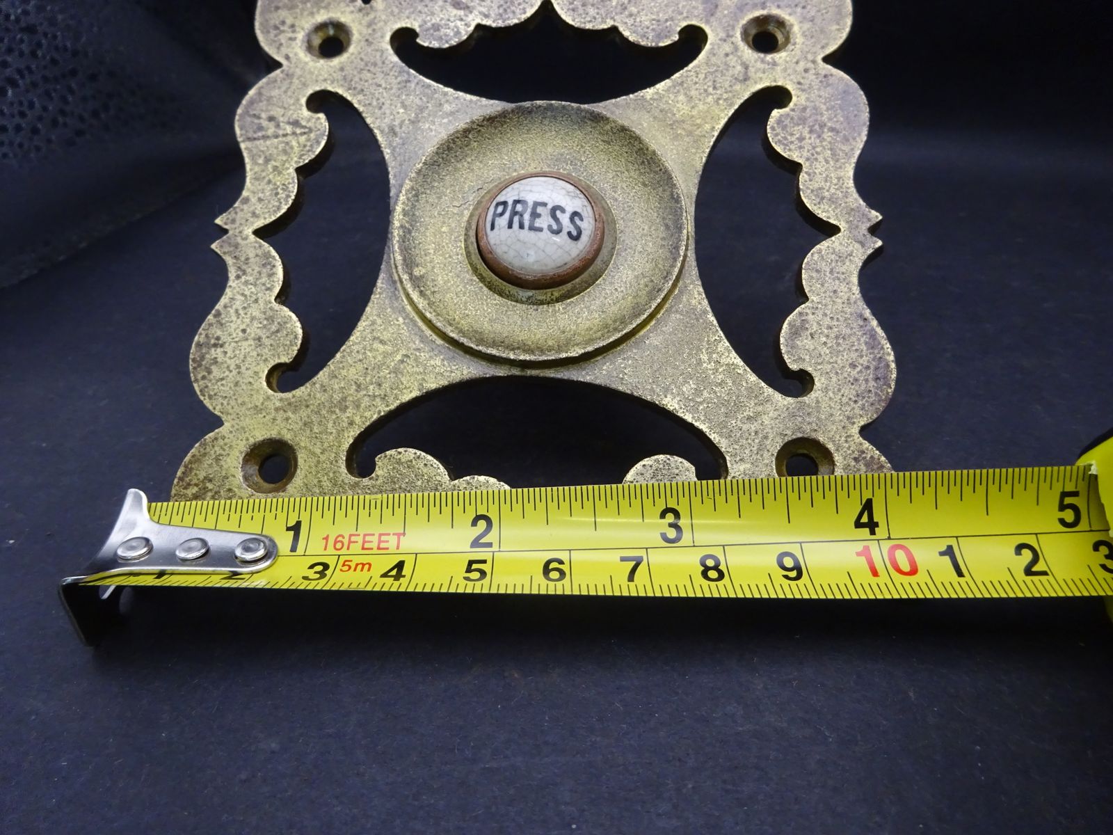 Reclaimed Antique Brass Quatrefoil Door Bell photo furniture