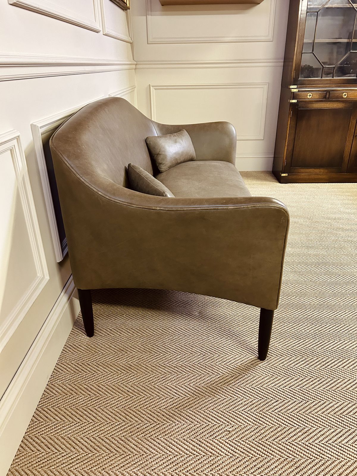 James Uk Newington Two Seater Sofa In Taupe Leather Amazing Quality Trade £2401 photo 1100.0
