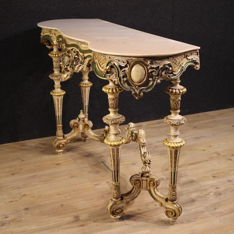 photo for sale Italiaanse gelakte en vergulde console in eclectische stijl, 20e eeuw
