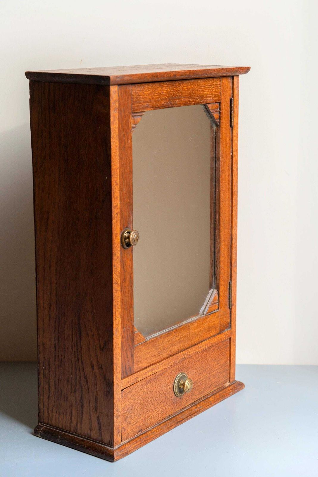 Antique Oak Wall Cabinet With Mirror – Art Deco Medicine Cabinet, 1920s Vintage Bathroom Wall Cabinet photo furniture
