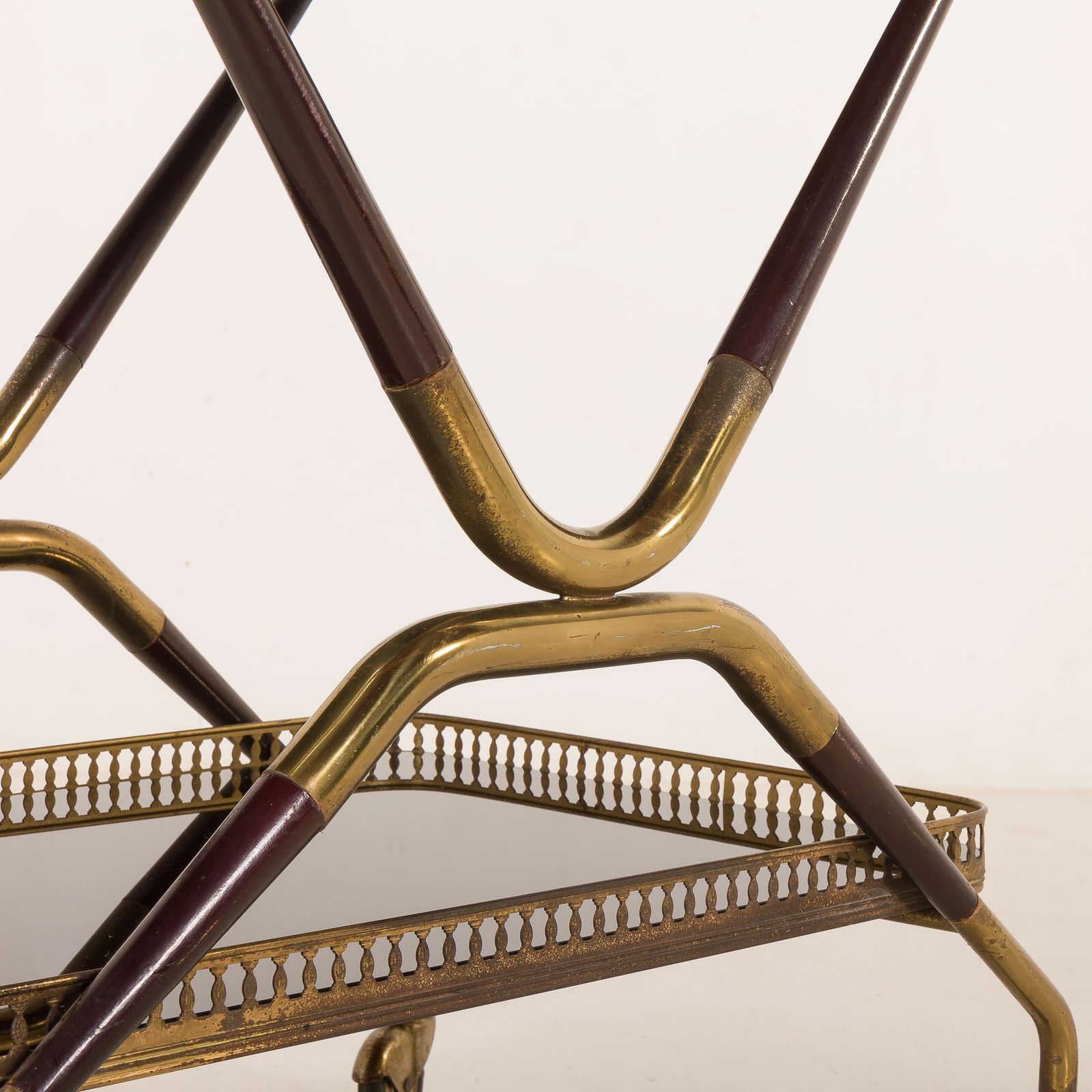 Italian Mid Century Brass Bar Cart, Serving Trolley, 1960s photo vintage