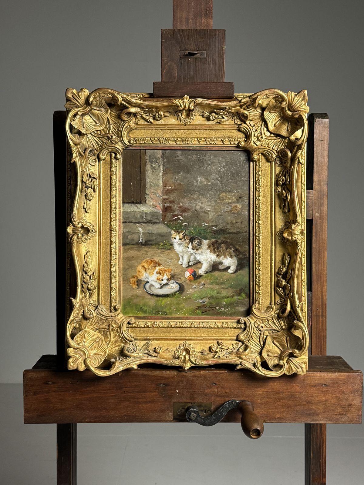 photo furniture Painting – Alfred Arthur Brunel De Neuville (1852–1941) Playing Kittens