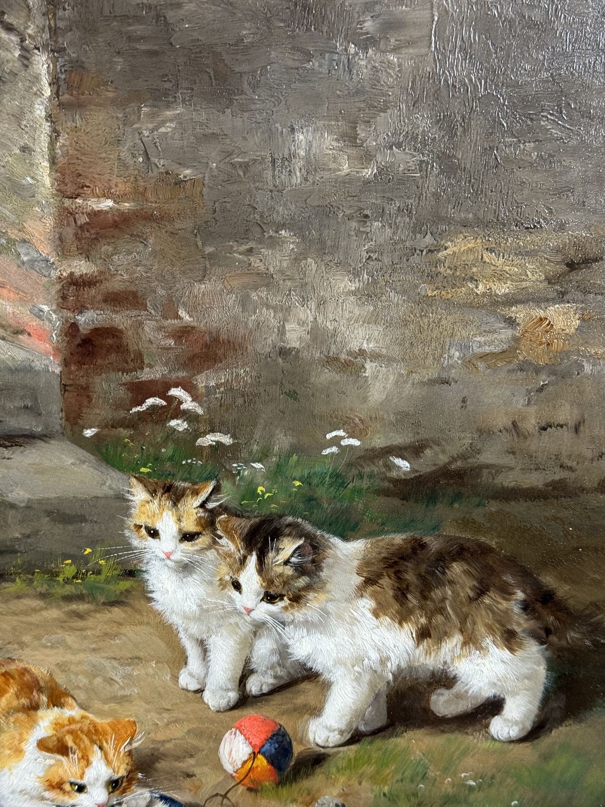 photo vinterior Painting – Alfred Arthur Brunel De Neuville (1852–1941) Playing Kittens