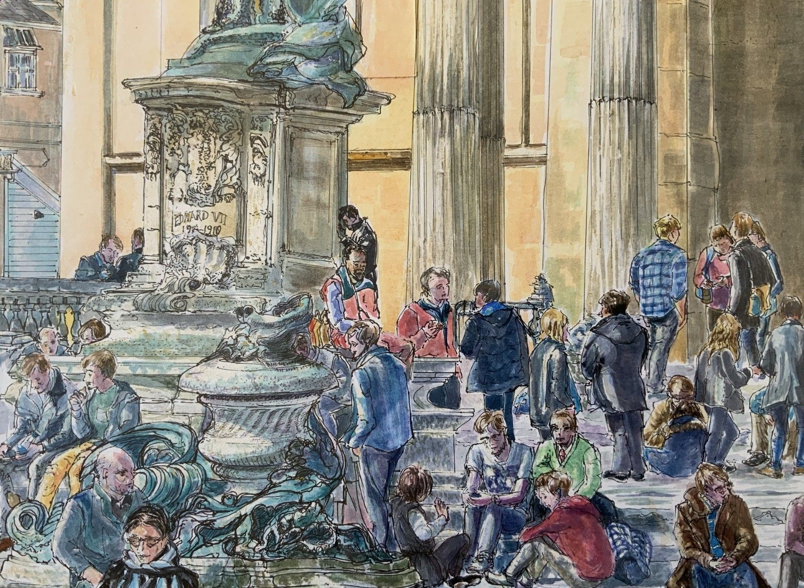 Bristol University Architectural Watercolour Painting Contemporary Maureen Glynn photo vintage