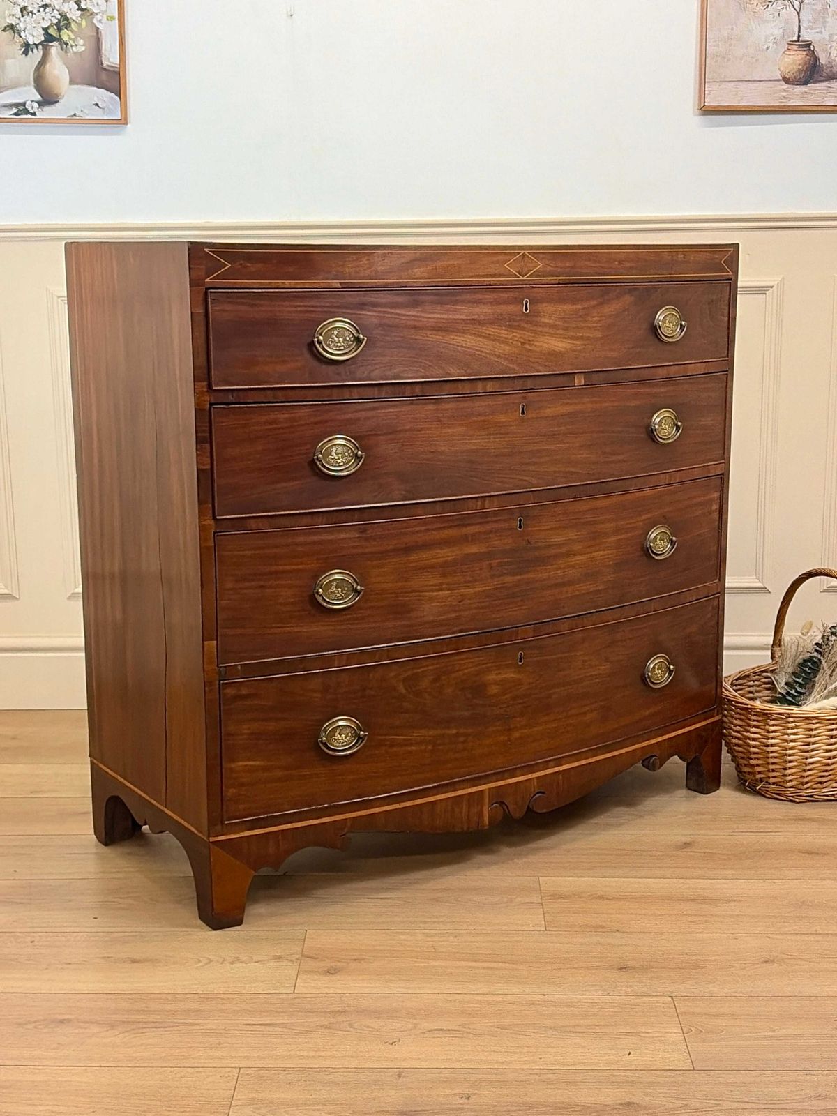 Antique Country Regency Bow Fronted Chest Of Drawers photo 875.0