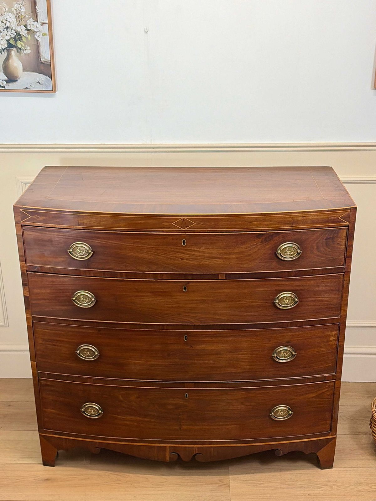 Antique Country Regency Bow Fronted Chest Of Drawers photo buy
