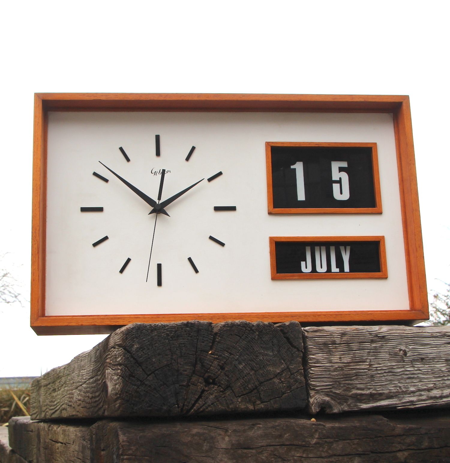 Huge 58cm Mahogany British Day/Date Vintage Wall Clock. London Timepiece photo furniture