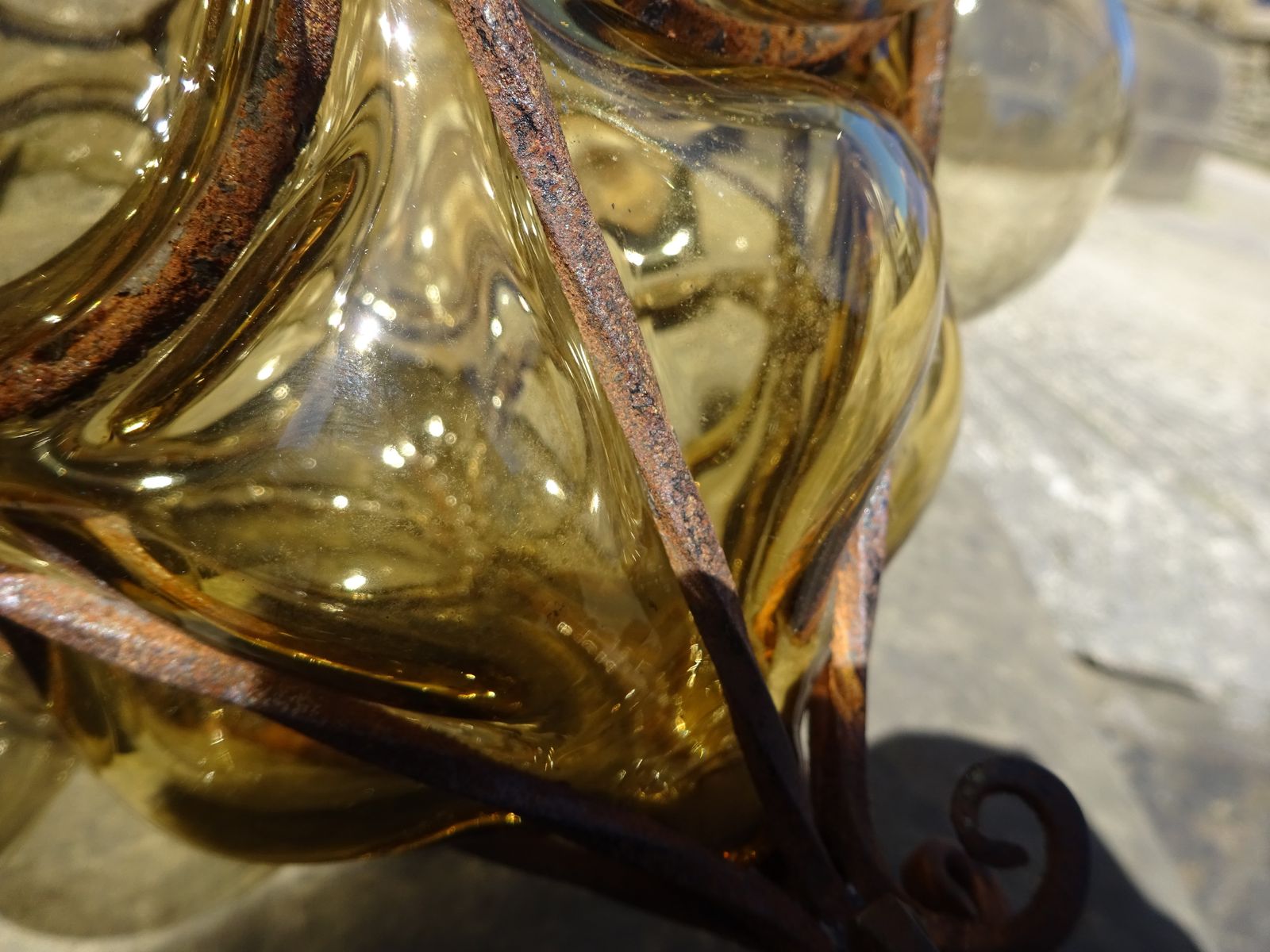 Vintage Reclaimed Seguso Murano Caged Bubble Smoked Glass Pendant Shade photo Lighting