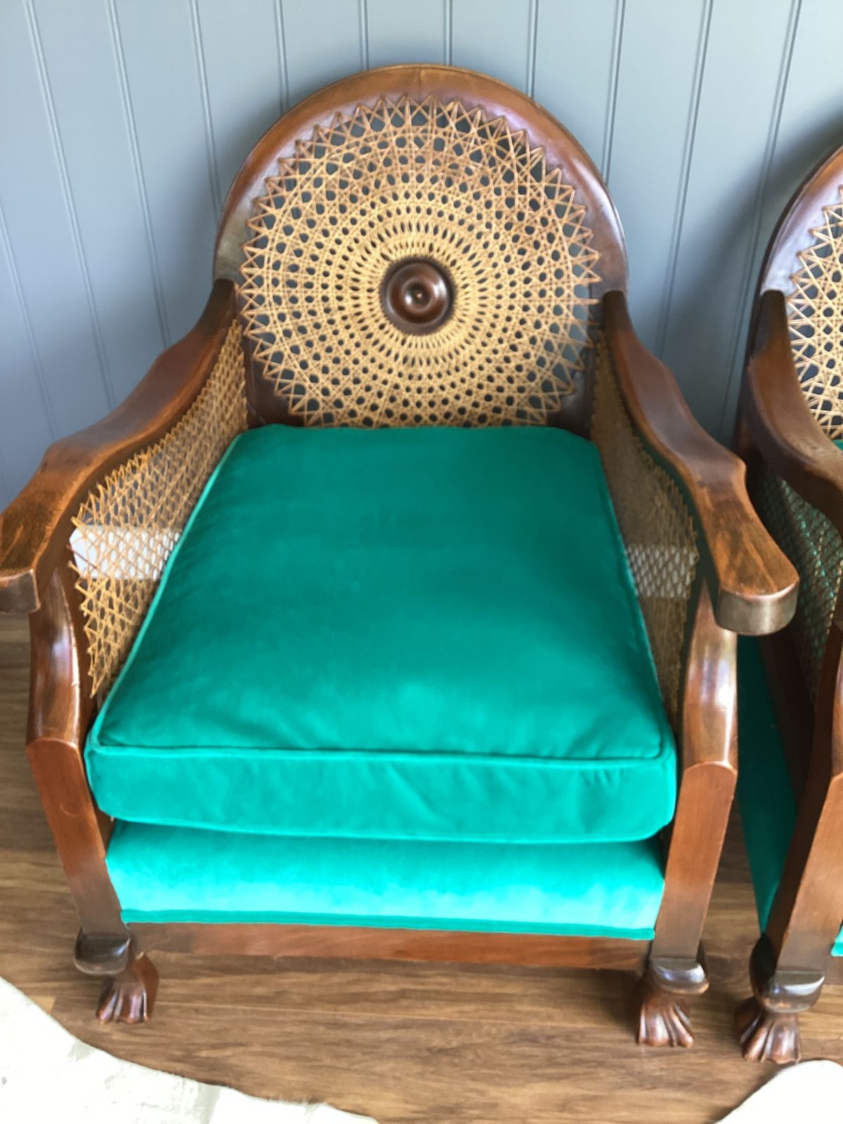Pair Of Art Deco Bergere Chairs. photo for sale