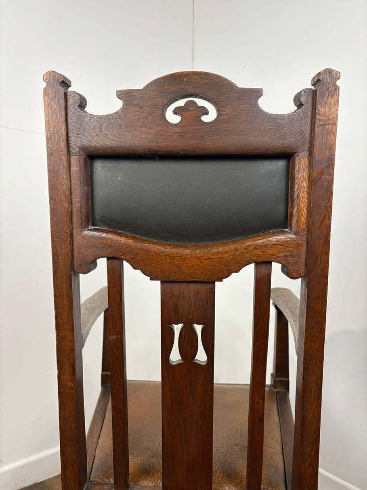 Furniture Art Nouveau Oak  Armchair, 1900s photo