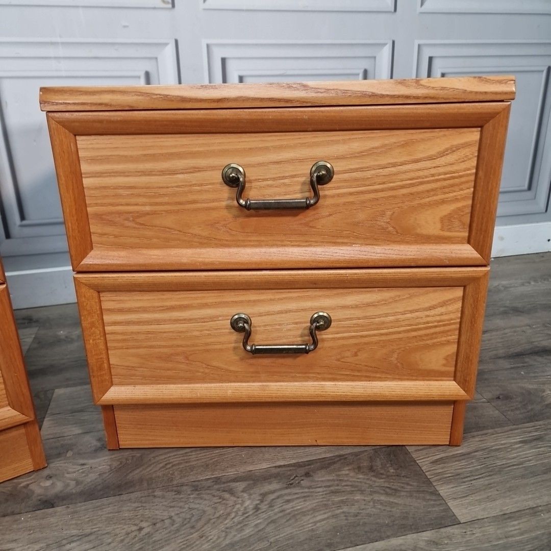 photo for sale G Plan Bedside Tables Pair Albany Teak Two Drawer Cabinets Retro Vintage Mcm