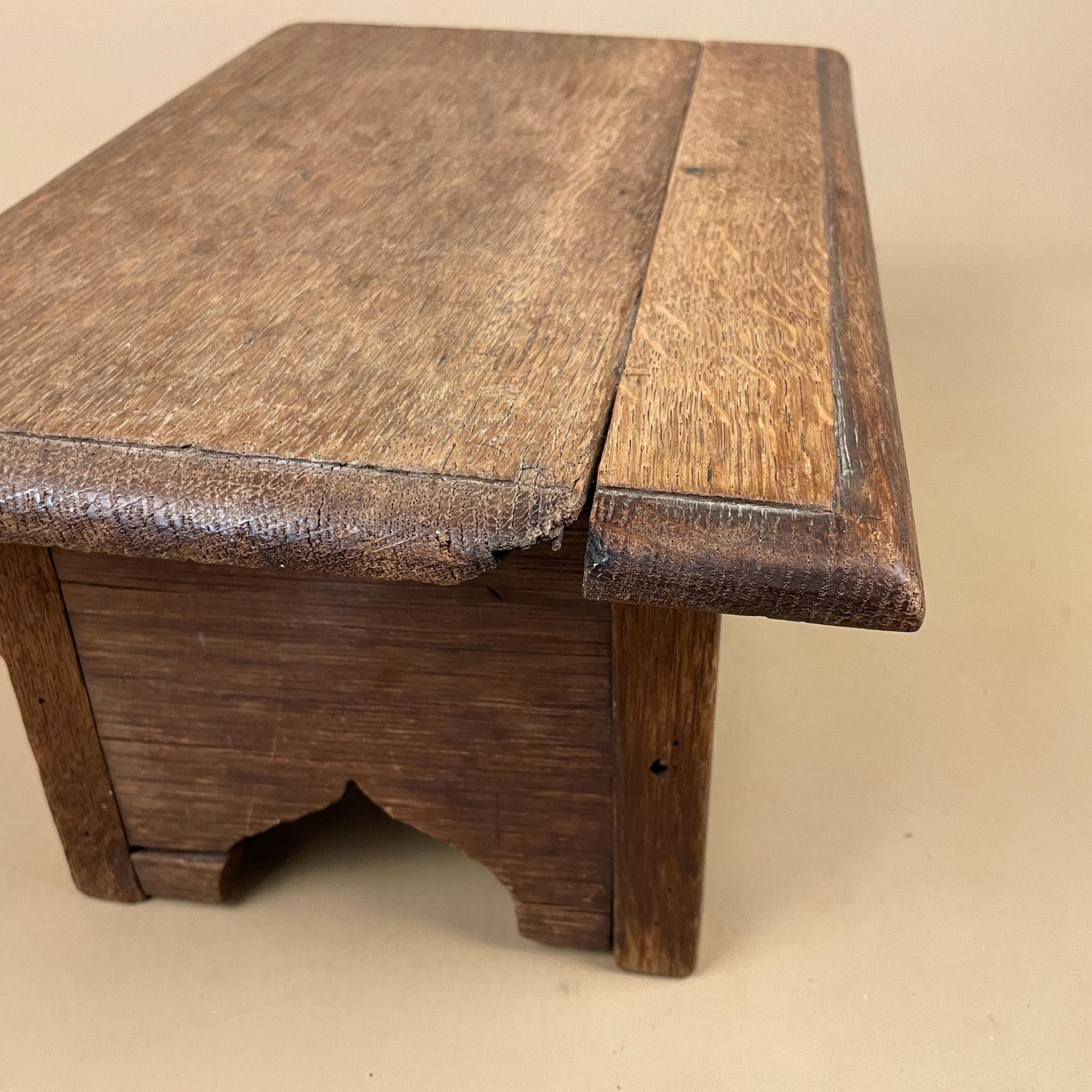 65.0 Antique Wooden Stool Step Low Table Plant Stand Rustic Vintage Small Cottage Farmhouse Decor Display Stand photo
